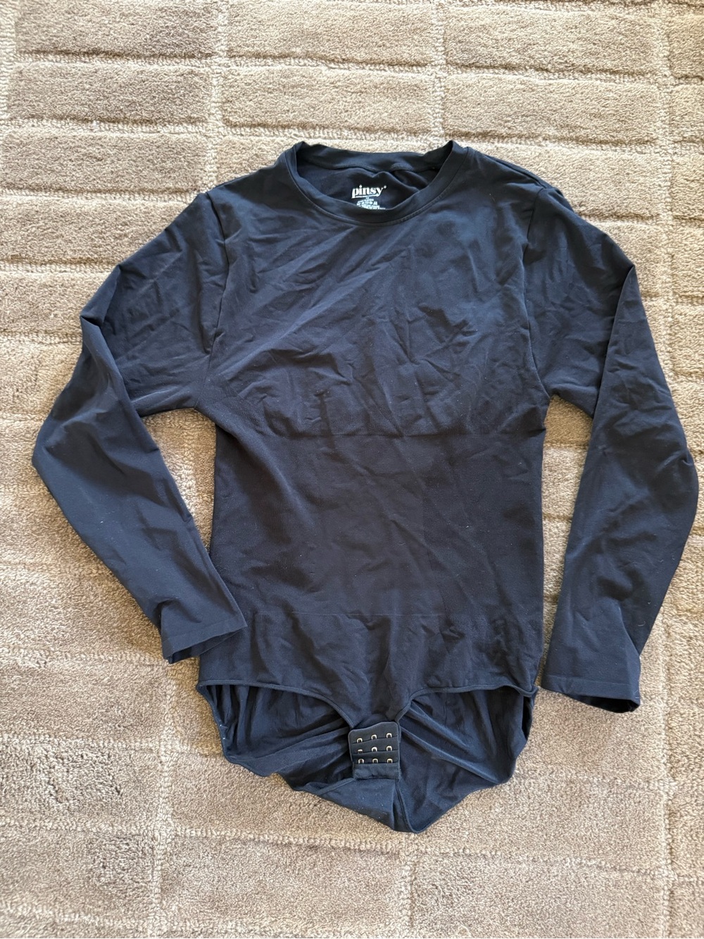 Pincy Black Long-Sleeve Bodysuit Shirt